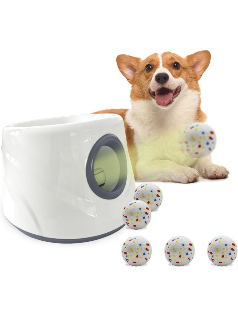 Automatic Dog Ball Launcher - Adjustable 20-45ft, 6 ETPU Balls, Fun Interactive